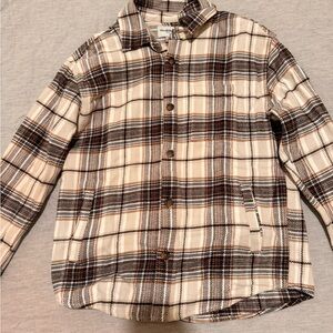 Goodfellow & Co Cream and Brown Plaid Shirt